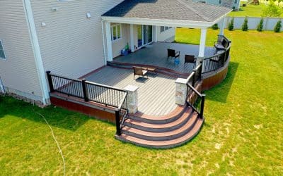 New custom deck with Hip Style open porch and custom arched steps in Branchburg, NJ