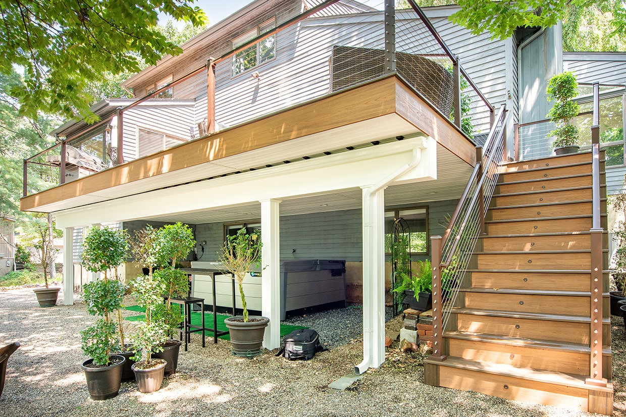 Modern Deck With A View And Extra Livable Under The Deck In Mendham 3