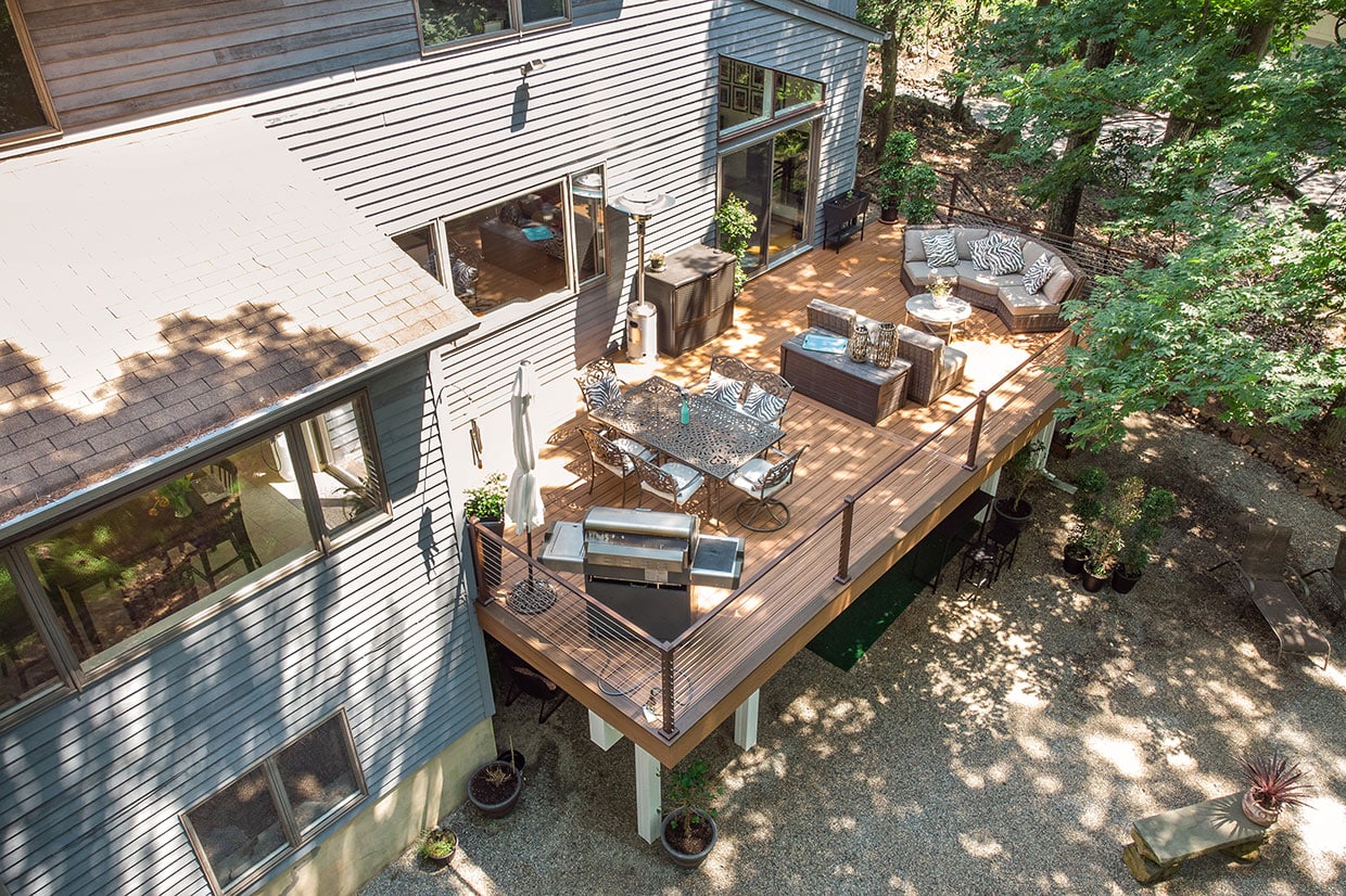 Modern Deck With A View And Extra Livable Under The Deck In Mendham 11
