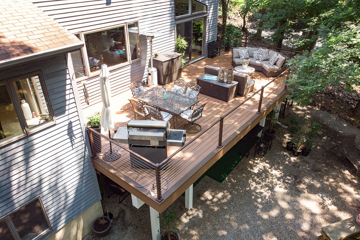 Modern Deck With A View And Extra Livable Under The Deck In Mendham 7