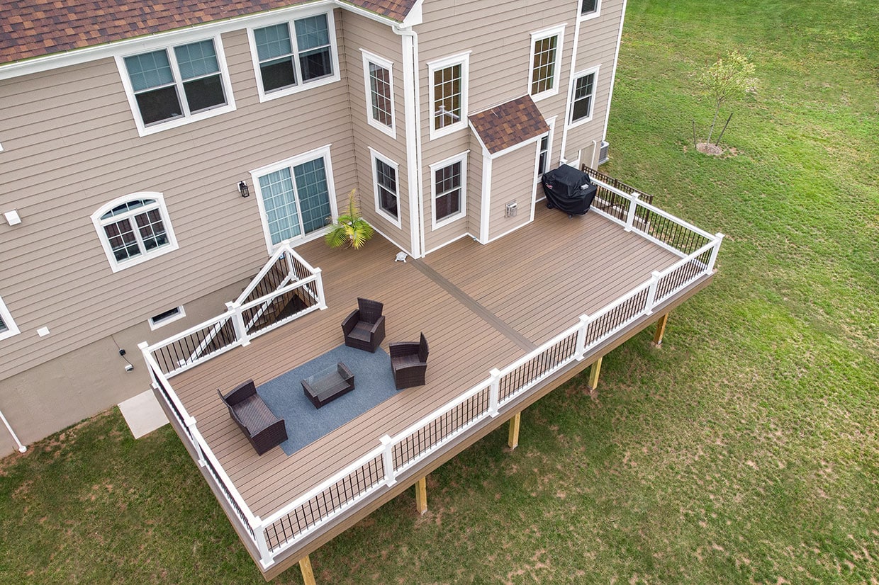 Second Floor Composite Deck With Vinyl Railings In New Providence 4