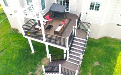 L shaped steps and corner pergola deck in Chester, New Jersey