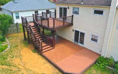 Multilevel deck with cool patterns in freehold, New Jersey