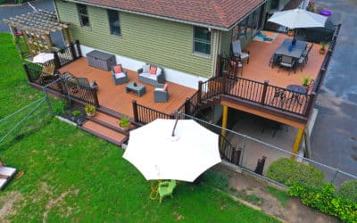 Great deck connecting to 2 sides of the house and the yard in Green Brook Township, New Jersey