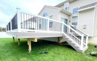 20’x16′ new composite deck with 4′ wide steps.