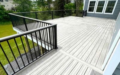 700 sq. ft. composite deck with 2 sets of steps.