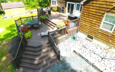 800 sq. ft. multi level deck with built in planters and 2 sides steps.