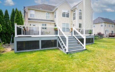Second Floor Composite Deck With Vinyl Railings In New Providence 19
