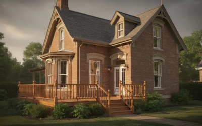 Historic Brick Home With Custom Wood Front Porch Deck And Classic Railing Design